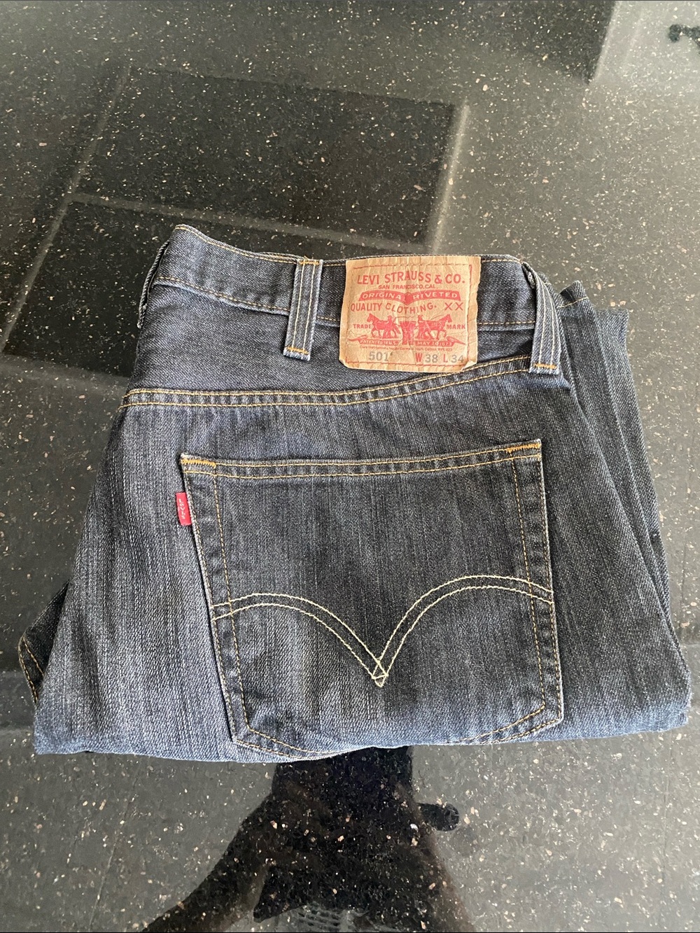 Levi's Men's Straight Jeans in Dark Indigo Blue Button Fly